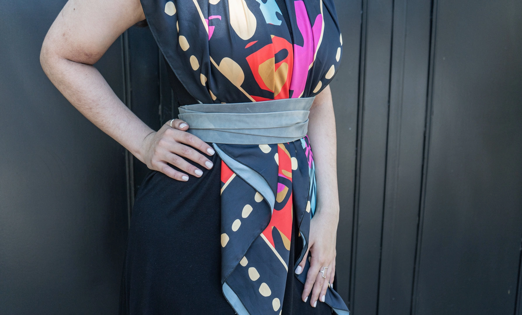 Wrap Leather Belt - Grey