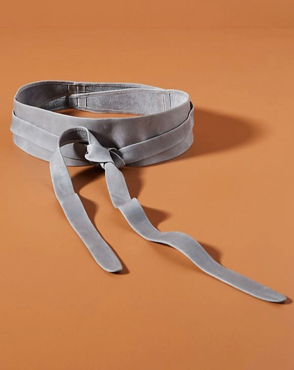 Wrap Leather Belt - Grey