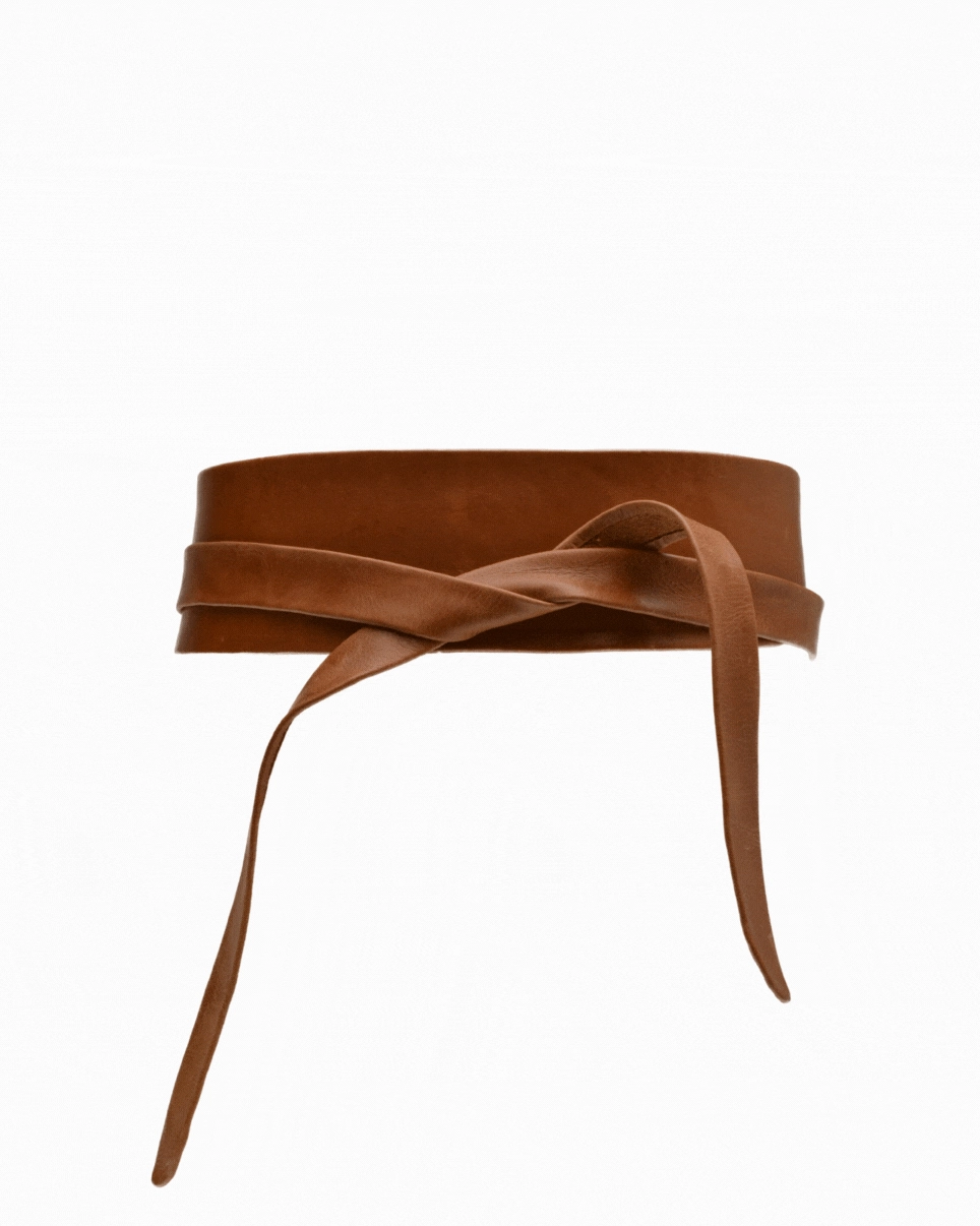 Wrap Leather Belt - Grey