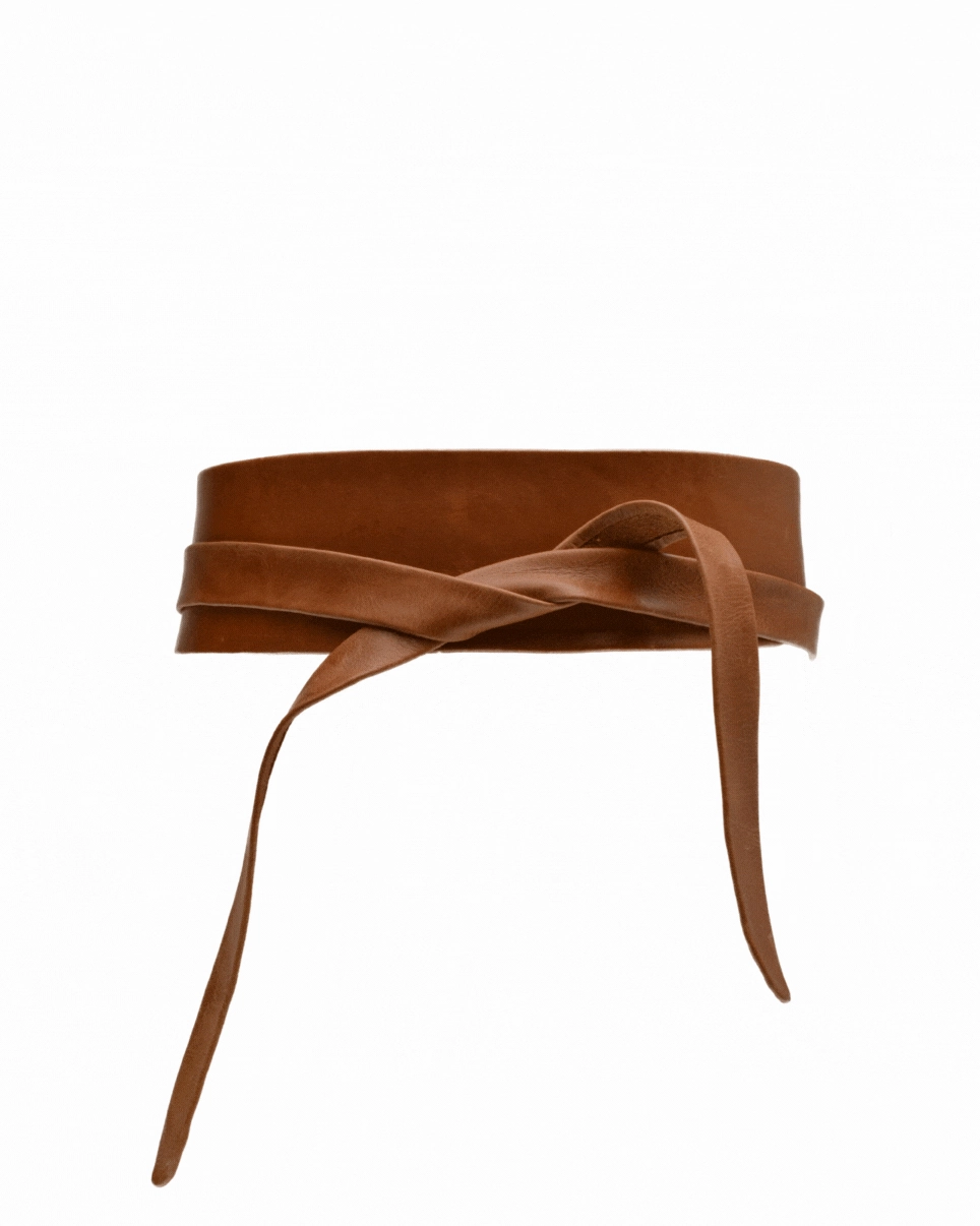 Wrap Leather Belt - Grey