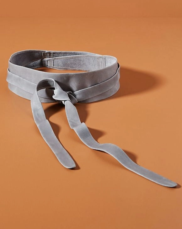 Wrap Leather Belt - Grey