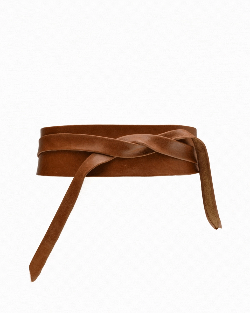 Wrap Leather Belt - Grey