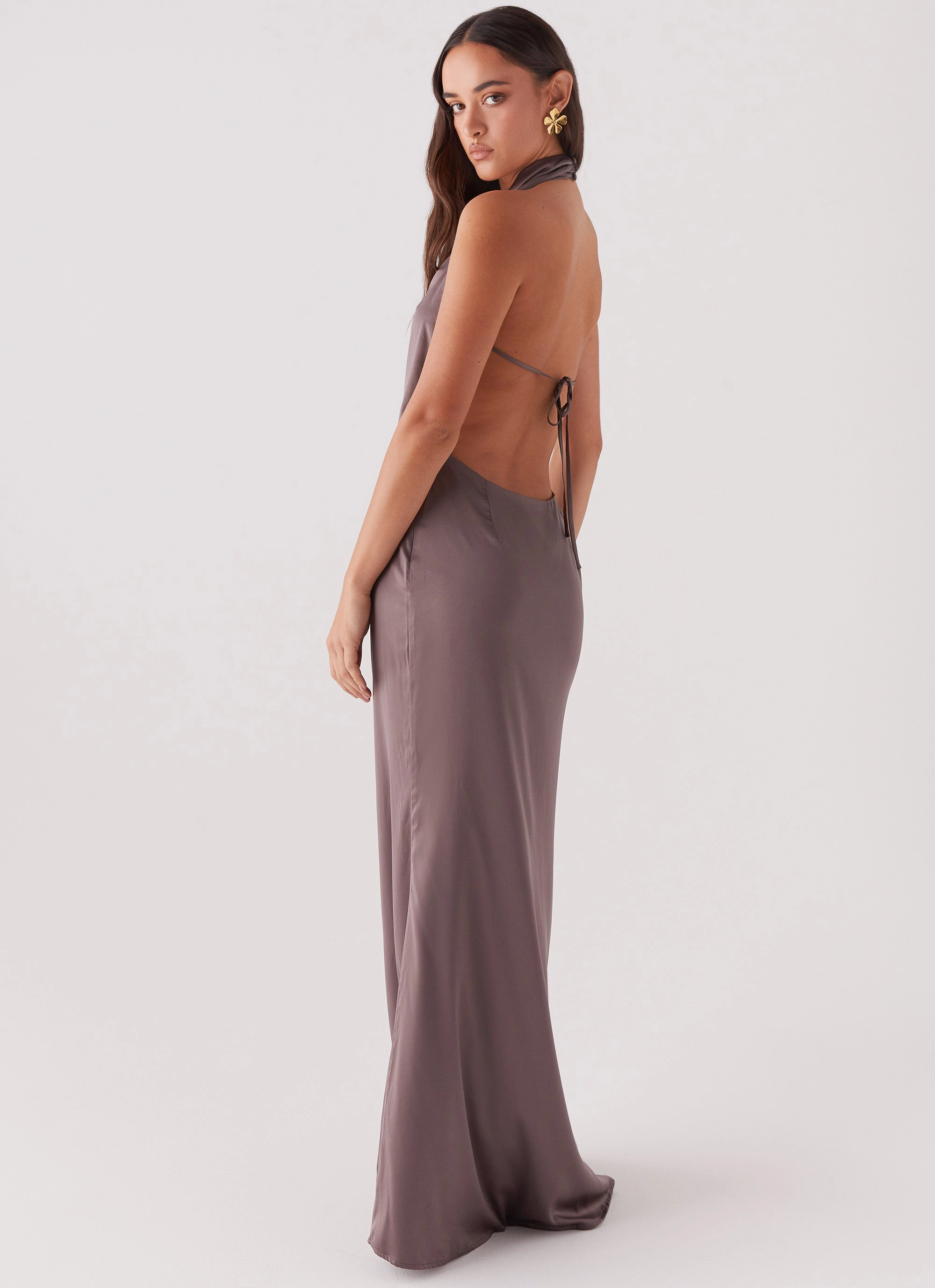 Wynn Satin Maxi Dress - Chocolate