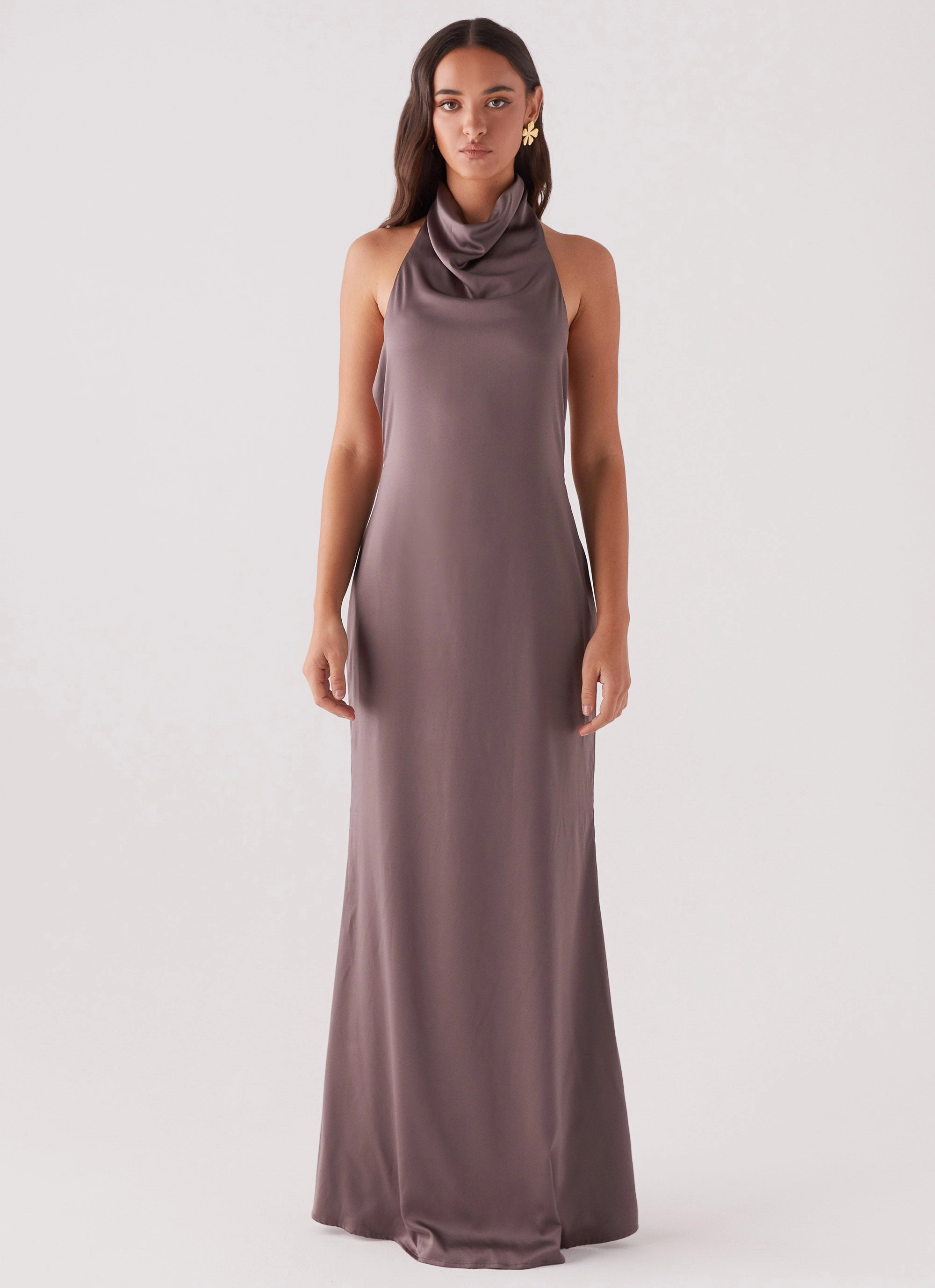 Wynn Satin Maxi Dress - Chocolate